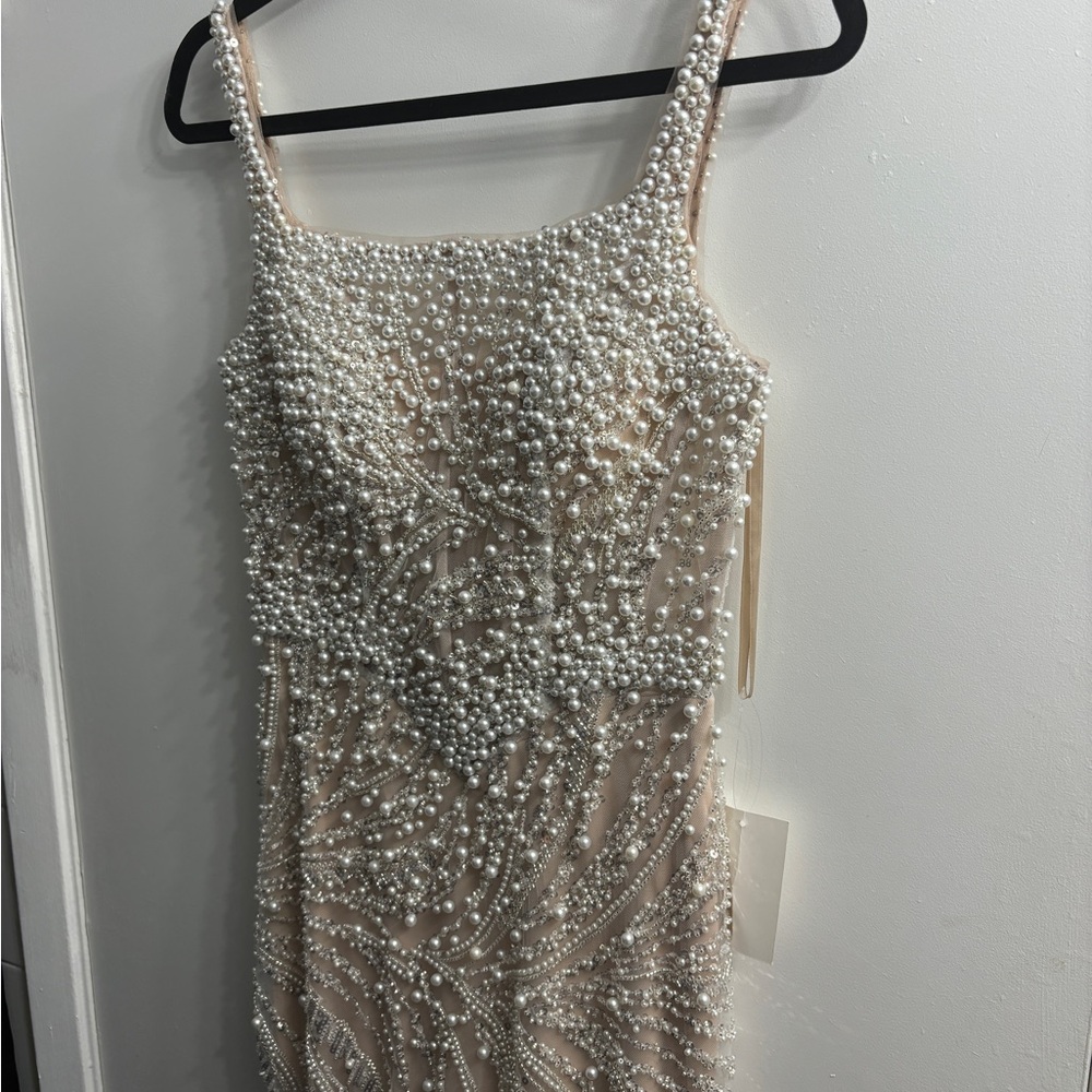 Evening Gown Pearl Beaded Show Stopping Elegant Dress - Picture 2 of 12